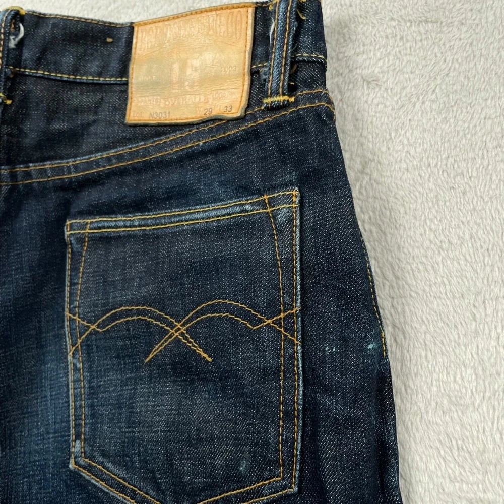 Bob Dong Selvedge Denim Jeans Mens 29x28 Straight Leg 15 Oz Blue Dark Wash